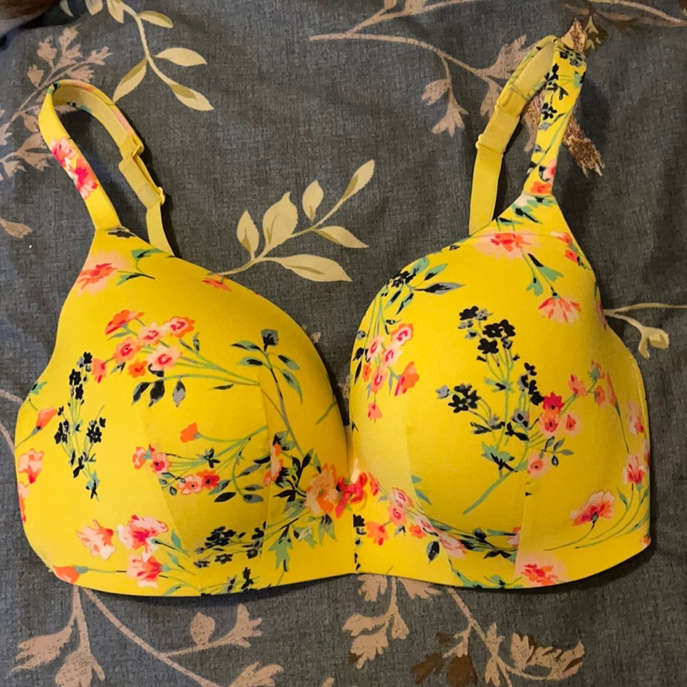 Cacique Yellow Floral Bra 36 DDD 🌻